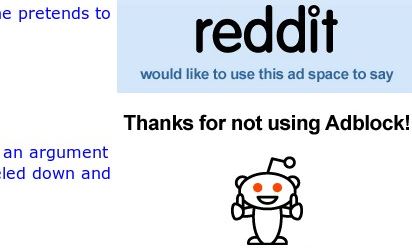 El "gracias por no bloquear anuncios" de Reddit